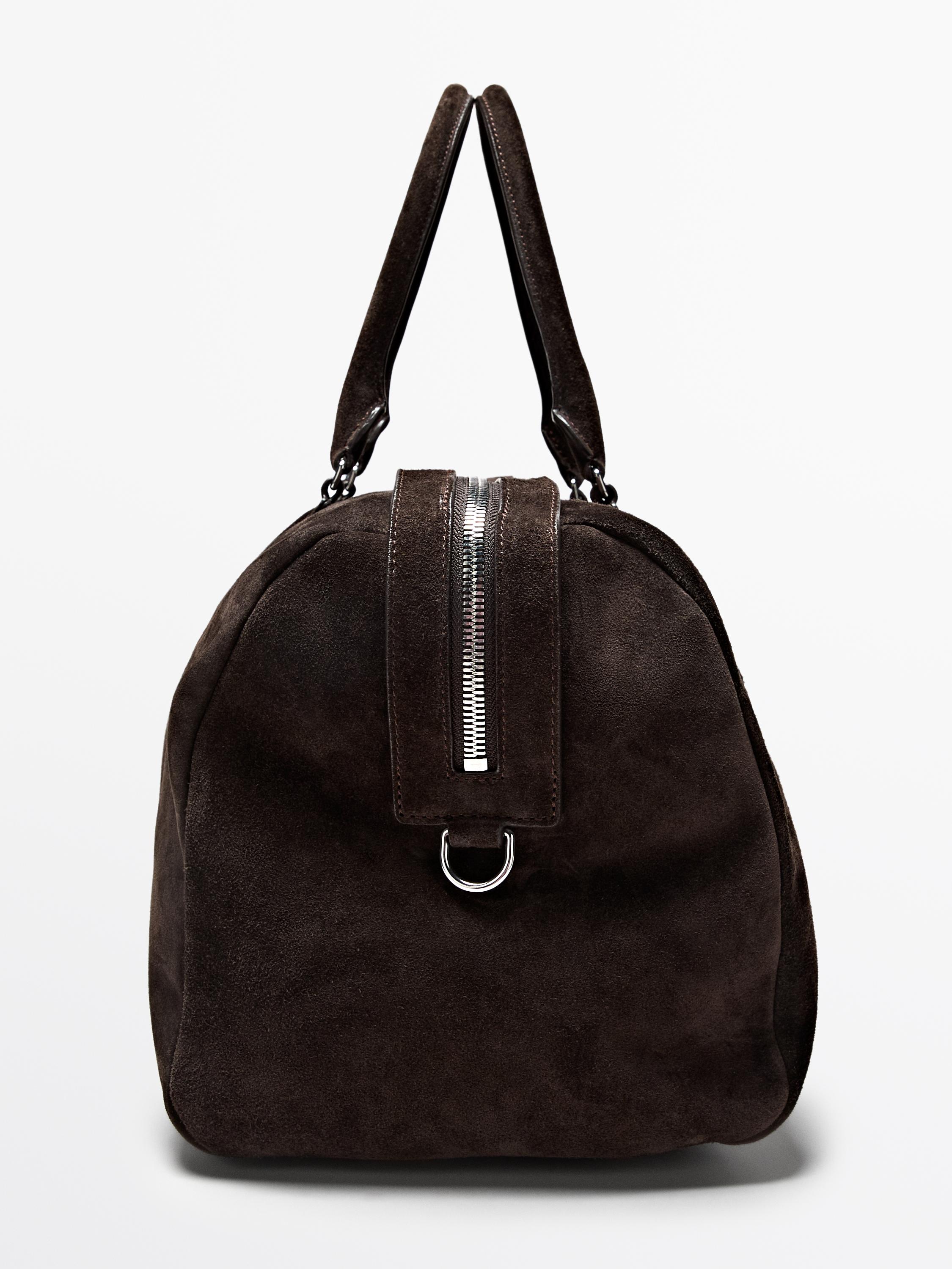 Suede leather travel bag